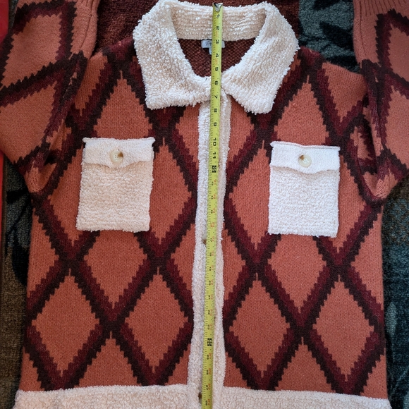 Polagram Weatern Warm Thick Knitted Oversized Cardigan Sweater Sz L - Picture 5 of 7